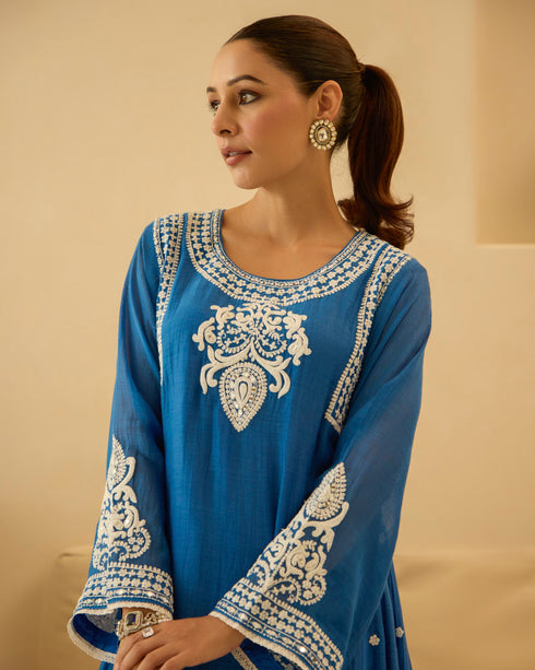 Blue Jasmine – Dori Embroidered A-Line Suit Set